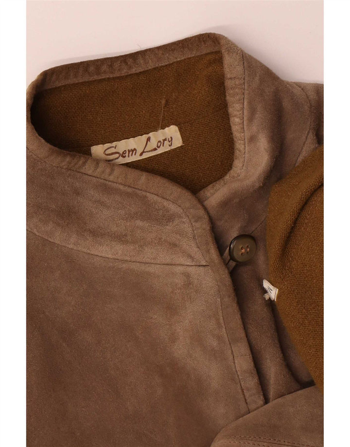 Vintage Womens Oversized Suede Overcoat UK 14 Medium Beige