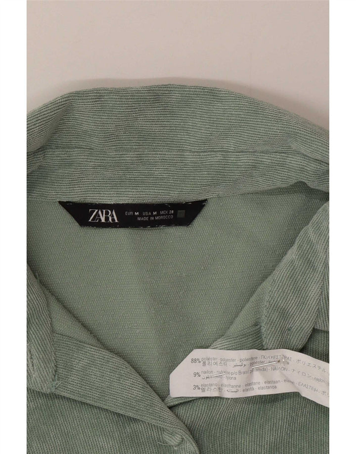 Zara Mujer Camisa De Pana Extragrande UK 44 Poliéster Verde Medio