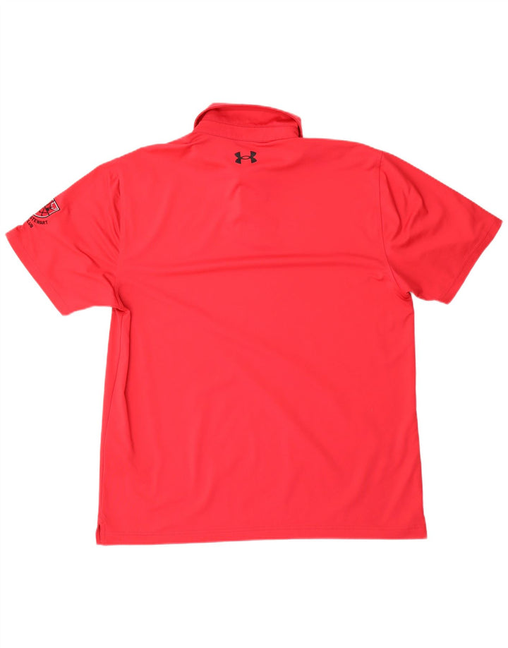 Under Armour Mens Graphic Polo Shirt Large Red Polyester