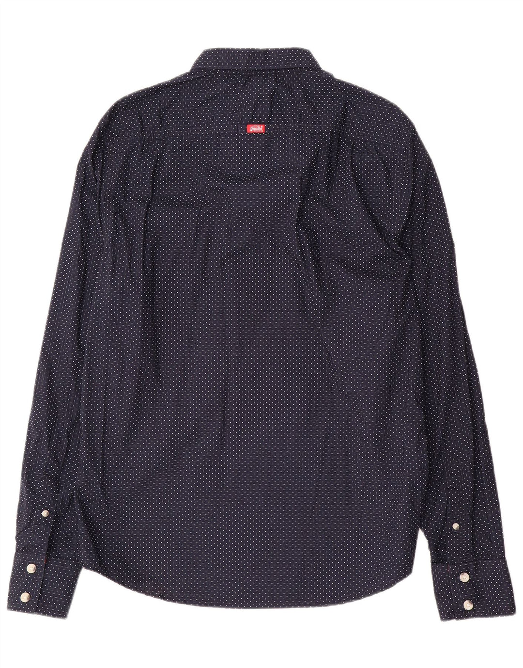 Superdry Herren-Hemd XL aus marineblau gepunkteter Baumwolle