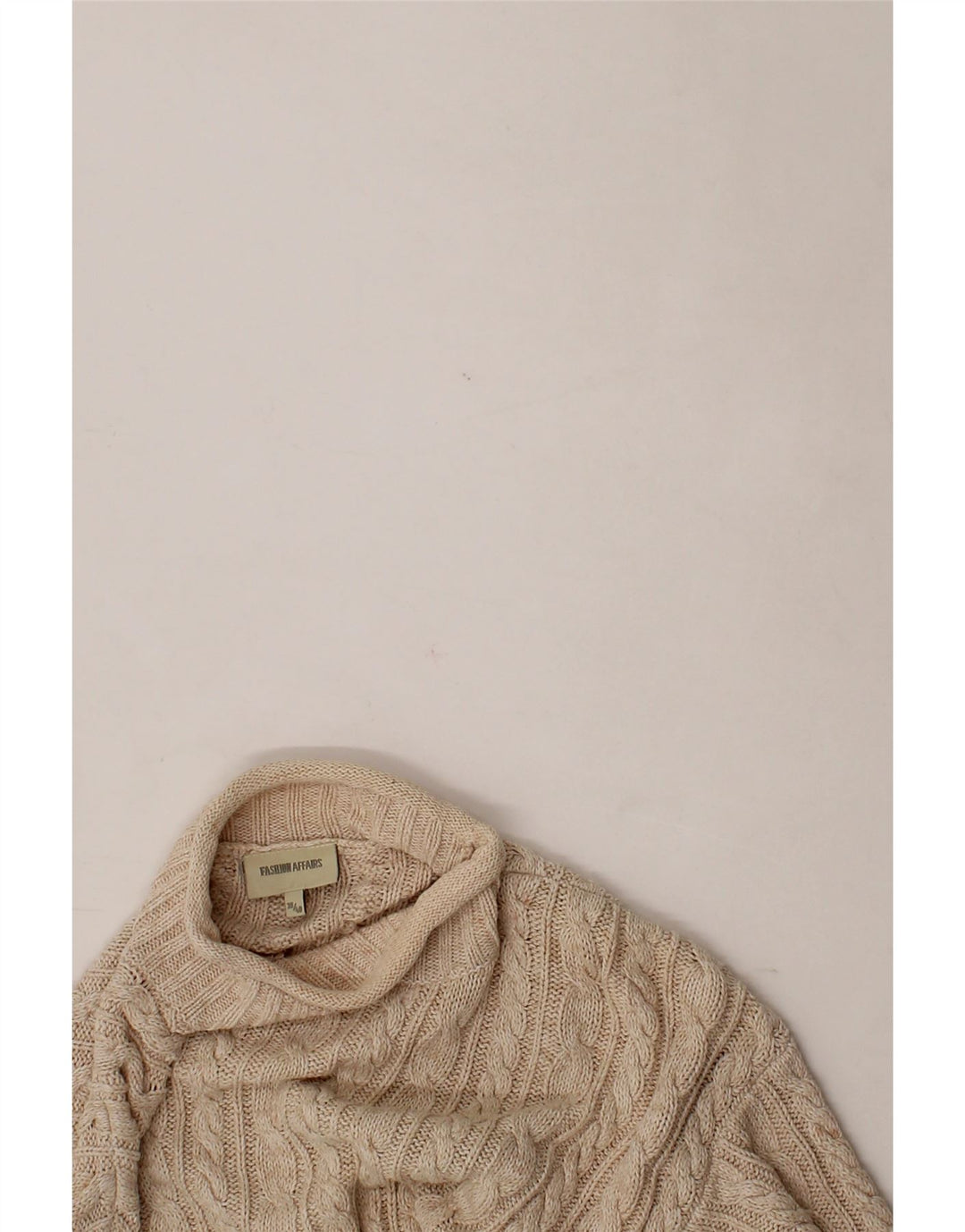 VINTAGE Womens Longline Turtle Neck Jumper Sweater EU 38/40 Medium Beige Vintage Vintage and Second-Hand Vintage from Messina Hembry 