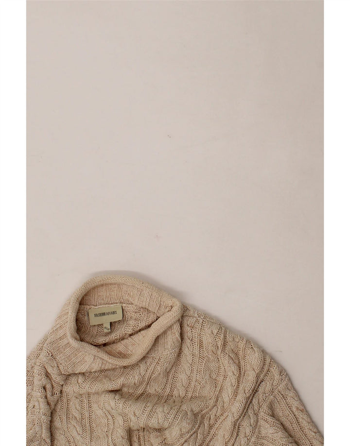 VINTAGE Womens Longline Turtle Neck Jumper Sweater EU 38/40 Medium Beige Vintage Vintage and Second-Hand Vintage from Messina Hembry 