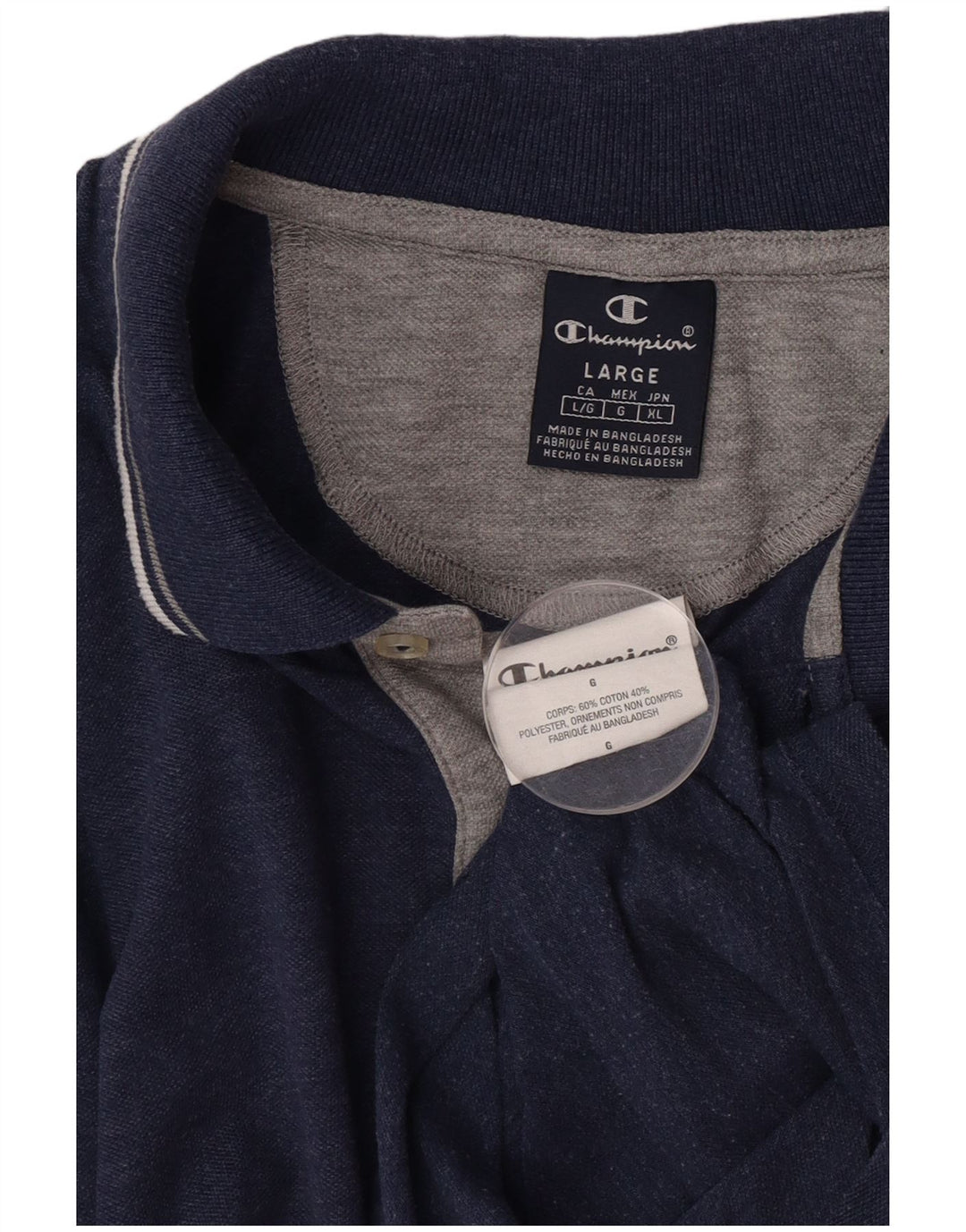 Champion Mens Polo Shirt Large Navy Blue Cotton