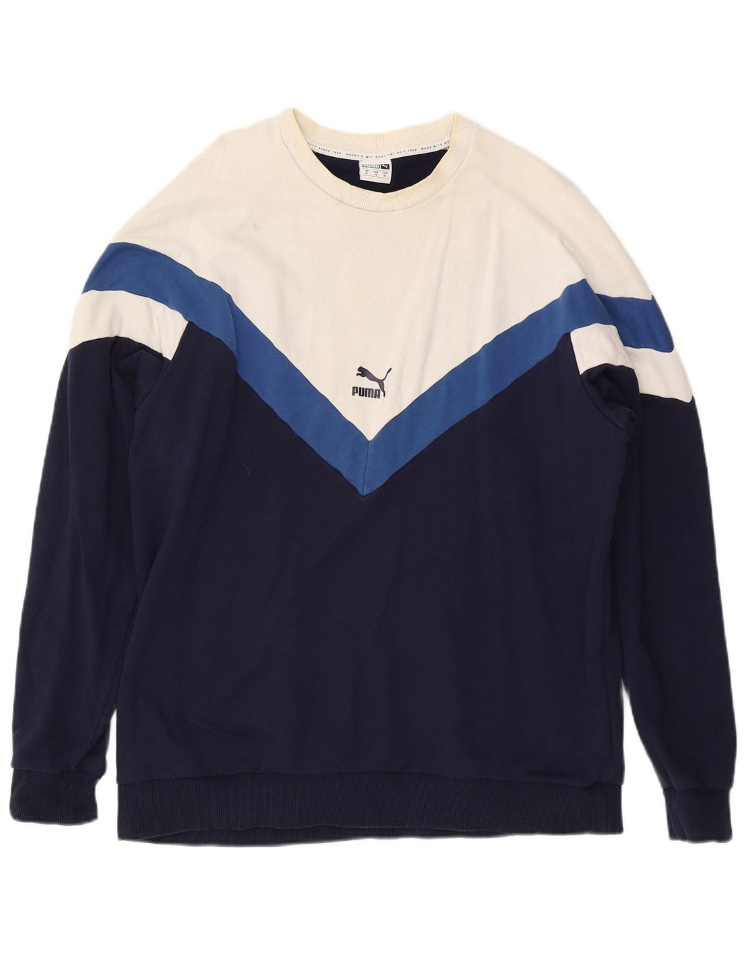 Puma Herre Sweatshirt Jumper XL Navy Blue Colourblock