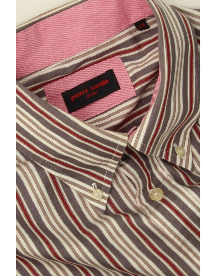 PIERRE CARDIN Mens Shirt Size 43 Large Grey Striped Cotton Vintage Pierre Cardin and Second-Hand Pierre Cardin from Messina Hembry 