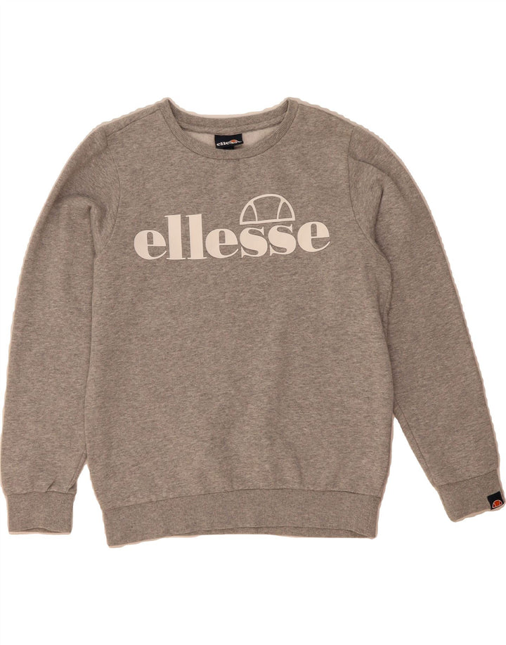 ELLESSE Boys Graphic Sweatshirt Jumper 12-13 Years Grey Cotton Vintage Ellesse and Second-Hand Ellesse from Messina Hembry 