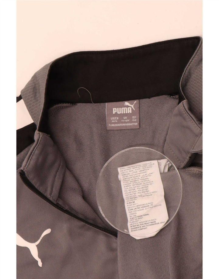 Puma Boys Grafisk Pullover Træningsdragt Top 11-12 År Grå Colourblock