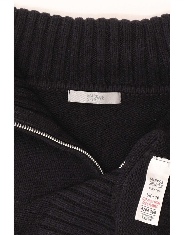 Marks & Spencer Womens Full Zip Cardigan Sweater UK 14 Large Navy Blue