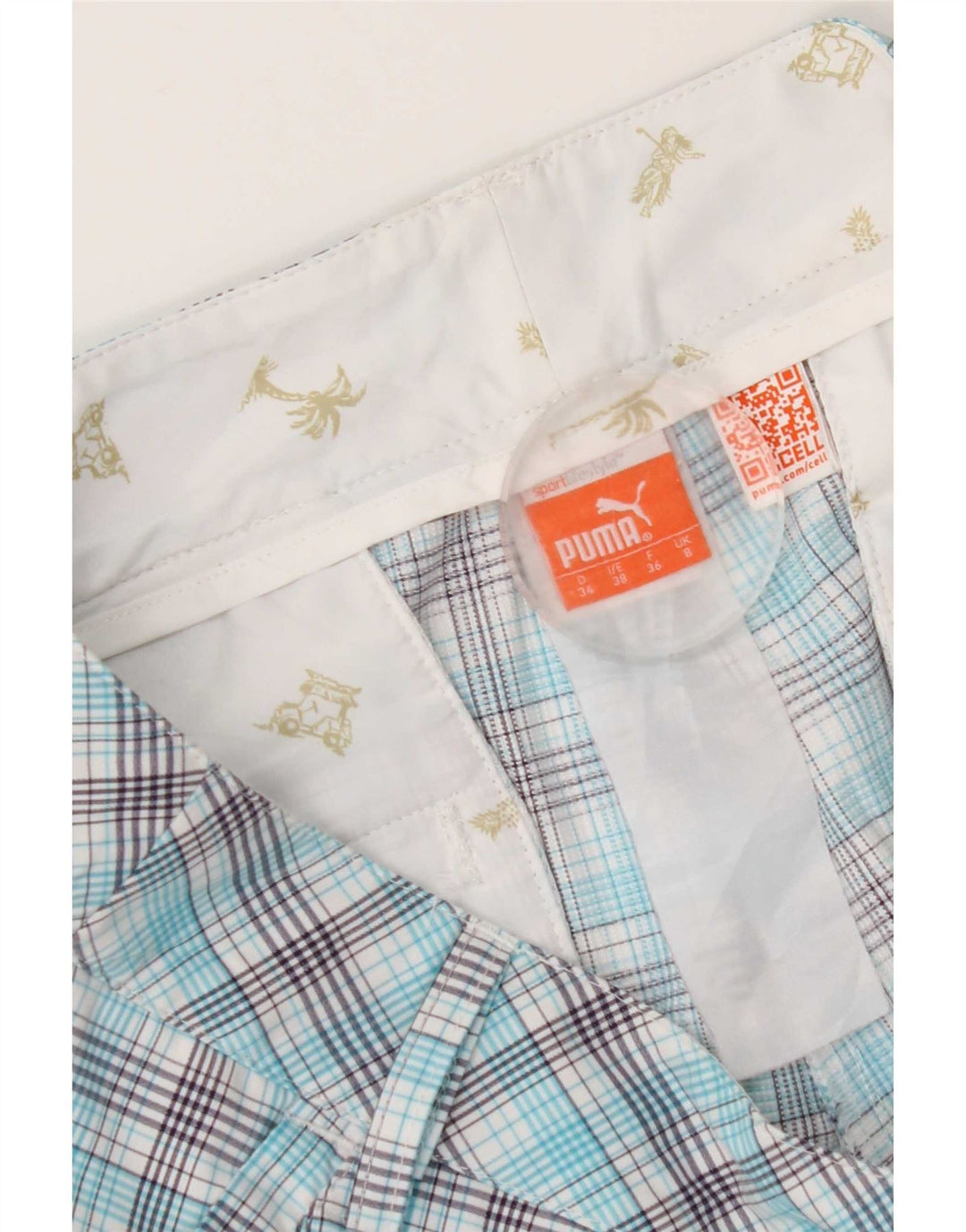 Puma Mens Chino Shorts UK 8 Small W28 Blue Check