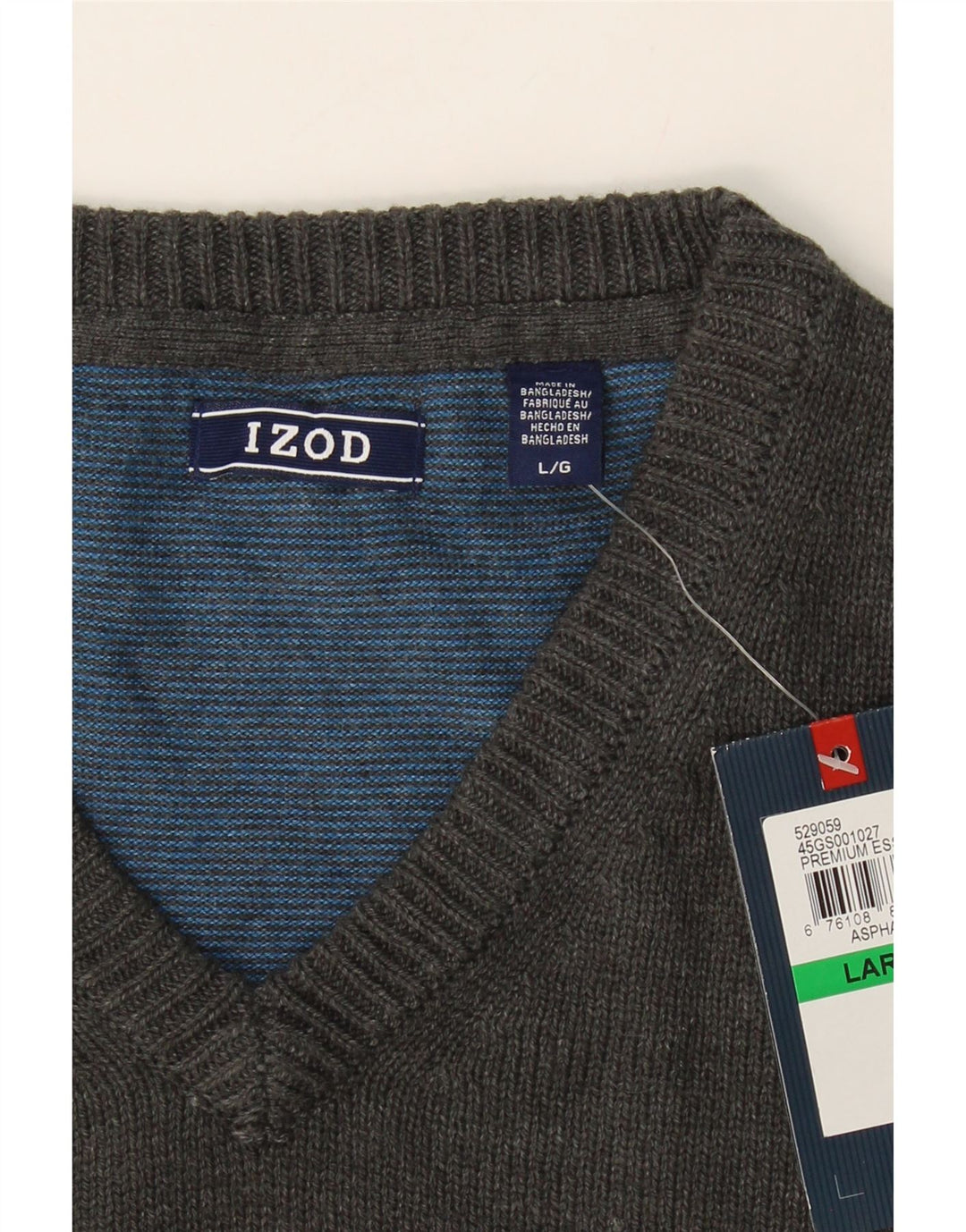 IZOD Mens V-Neck Jumper Sweater Large Grey Cotton Vintage Izod and Second-Hand Izod from Messina Hembry 