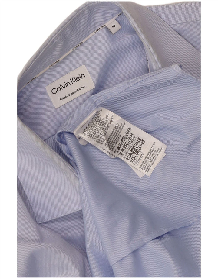 Calvin Klein Herrenhemd Größe 42 Große blaue Baumwolle