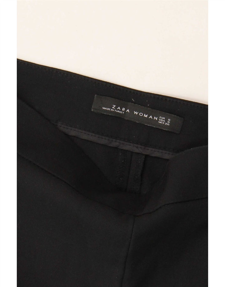 Zara Womens Straight Cropped Trousers Small W26 L23 Black