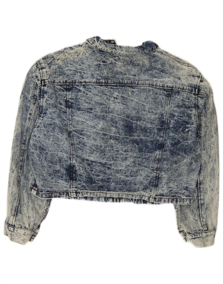 Vintage Womens Crop Oversized Denim Jacket IT 44 Medium Blue Cotton