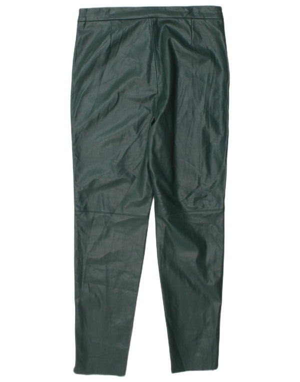 Zara Damen-Hose aus Kunstleder mit hoher Taille, schmal, Größe L, W30, L28, Grün