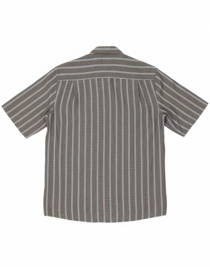 BENETTI Mens Short Sleeve Shirt Medium Grey Striped