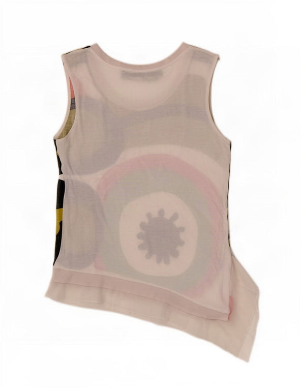 Desigual Womens Asymmetric Vest Top UK 12 Medium White Geometric