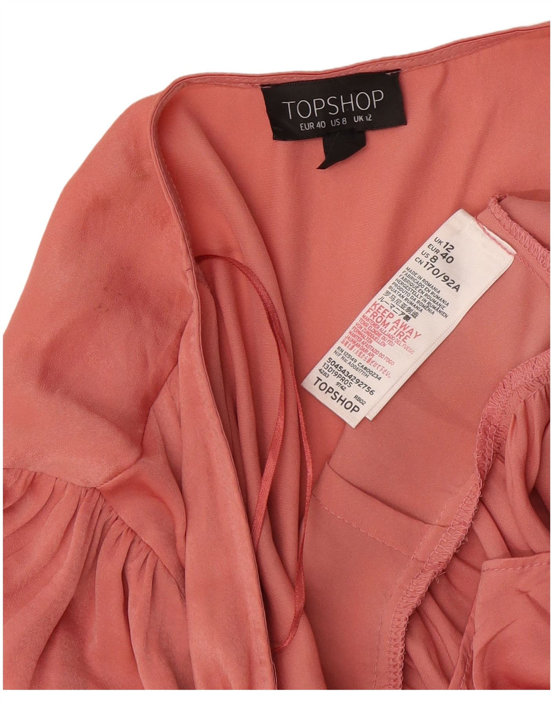 Topshop Womens Wrap Shirt Blouse UK 12 Medium Pink Polyester