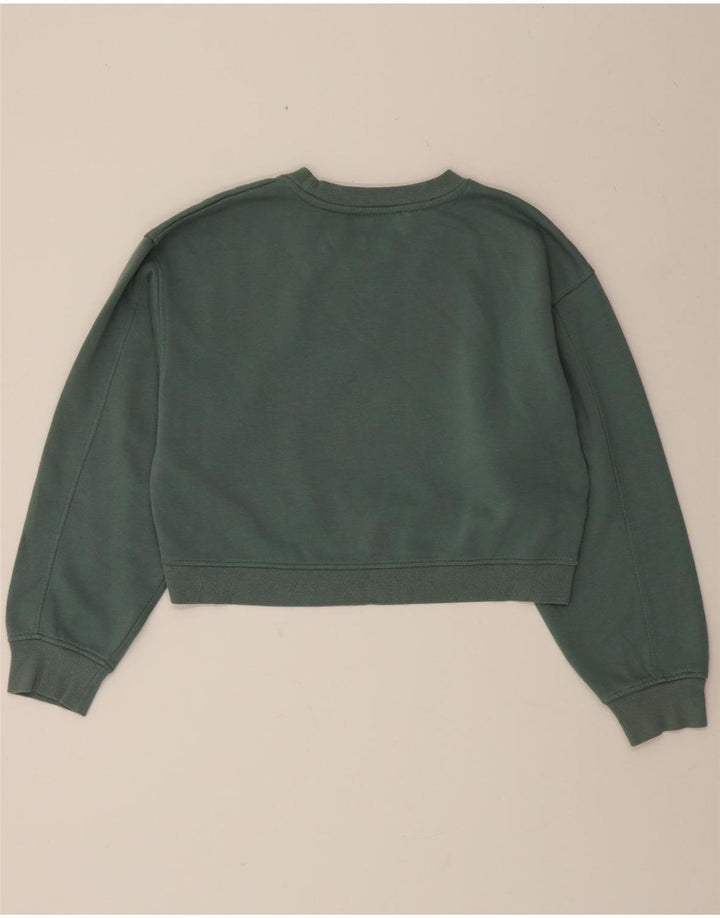 ZARA Womens Crop Sweatshirt Jumper UK 14 Medium Green Cotton Vintage Zara and Second-Hand Zara from Messina Hembry 