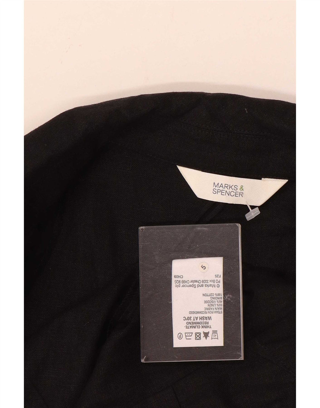 Marks & Spencer Damen-Blazerjacke mit 3/4-Ärmeln, Größe S, Schwarz, Leinen