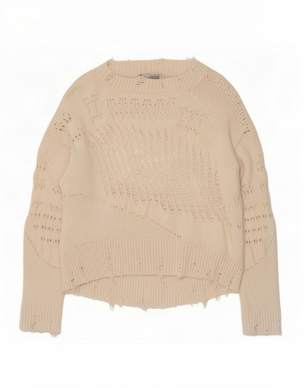 Pulover supradimensionat pentru femei Zara, cu gât de barcă, UK 10, mic alb