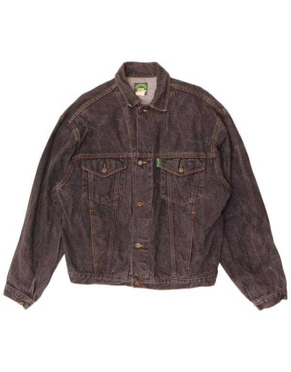 Vintage Mens Denim Jacket UK 40 Large Black Cotton