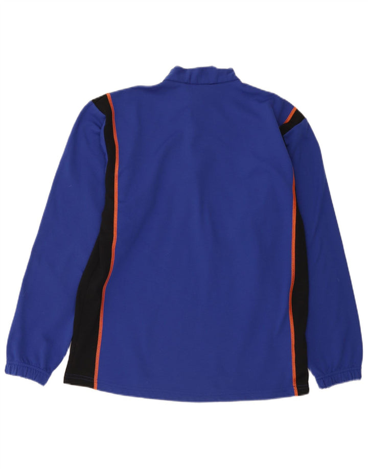 Felpa Asics da uomo con zip e collo, maglione, blu medio, in poliestere color block