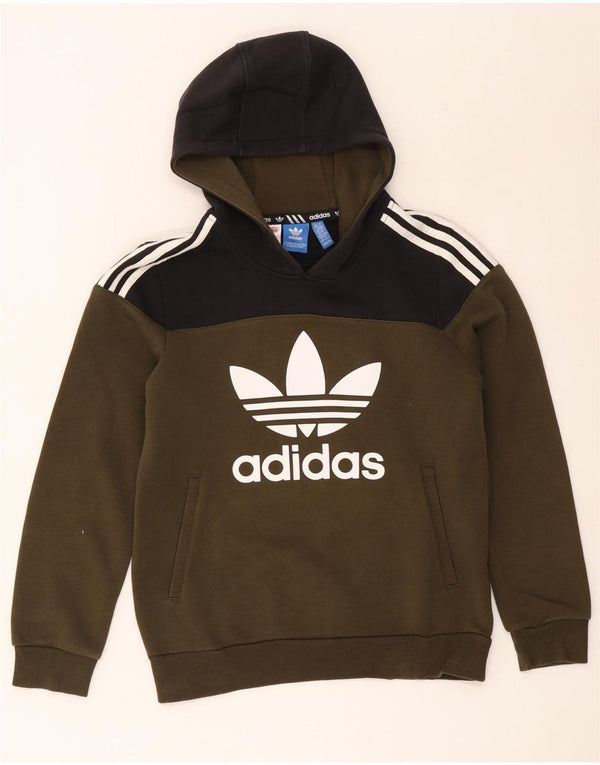 Felpa con cappuccio grafica da ragazzo Adidas 13-14 anni in cotone color kaki