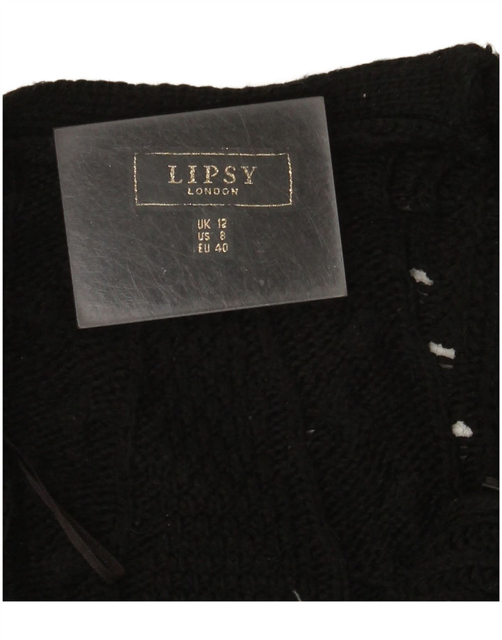 Lipsy Womens Longline Open Cardigan Sweater UK 12 Medium Black