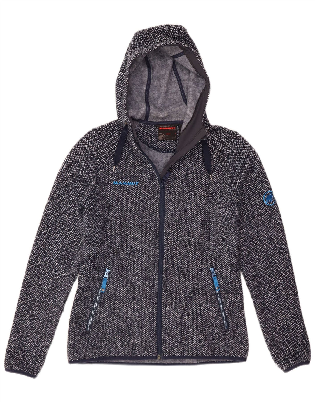Mammut Mujer Zip Sudadera Con Capucha Suéter Pequeño Poliéster Moteado Azul