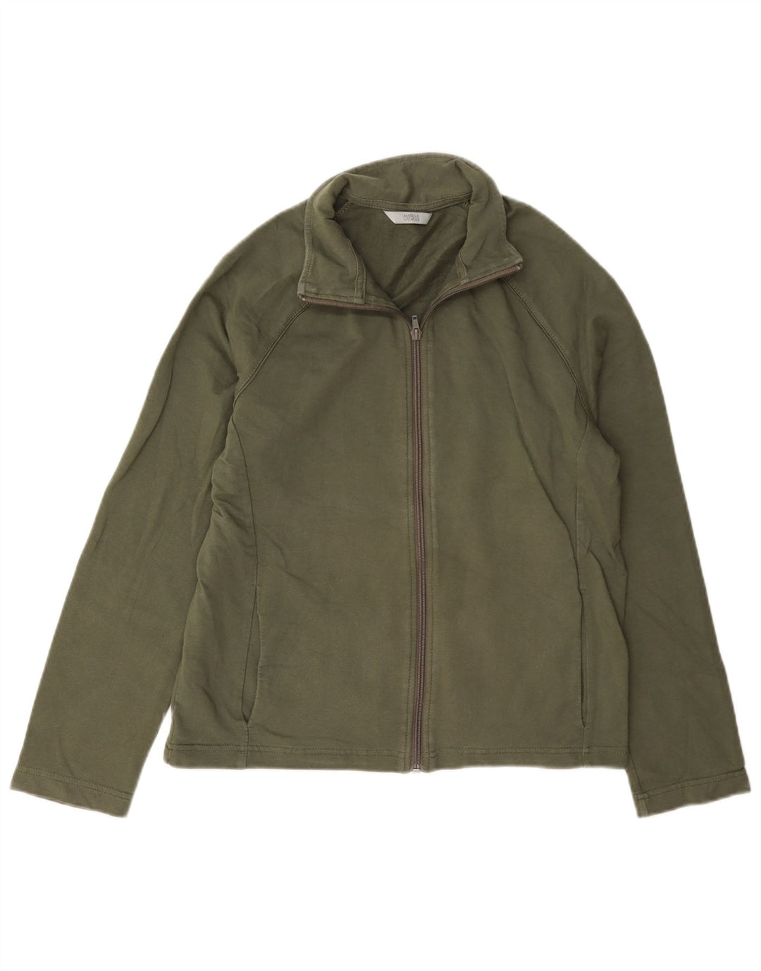 Marks & Spencer Damen-Trainingsanzugoberteil, Jacke, UK 12, mittlere Khaki-Baumwolle