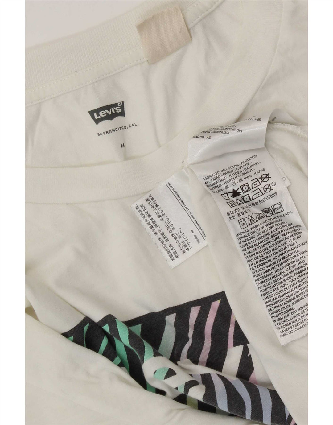 Levi's Grafisk T-shirt top til kvinder UK 14 Medium hvid bomuld