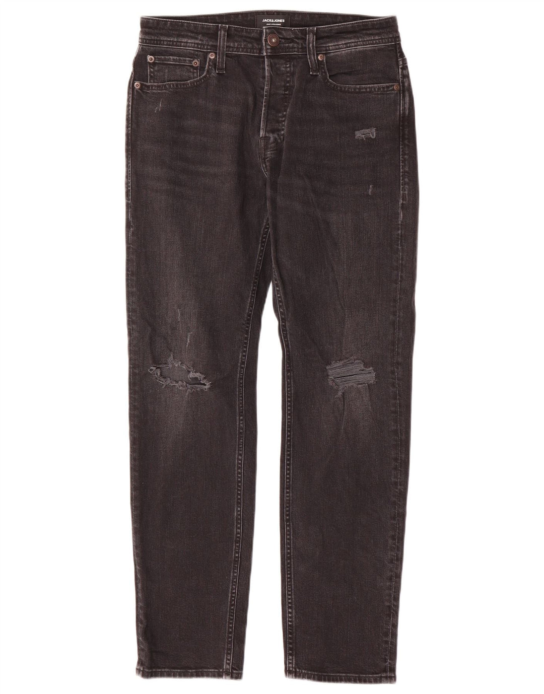Jack & Jones Mens Distressed Slim Jeans W29 L30 Black Cotton