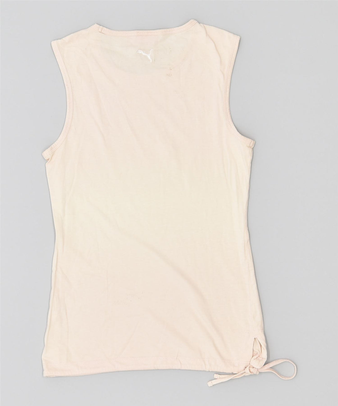 PUMA Womens Graphic Vest Top UK 10 Small Off White Cotton
