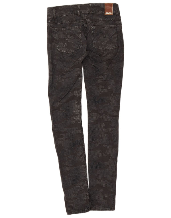 MET Damen Skinny Jeans W26 L30 Graue Camouflage-Baumwolle