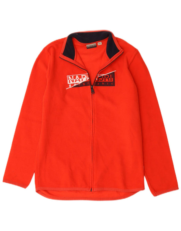 Napapijri Boys Graphic Fleece Jacket 13-14 Years Red Polyester