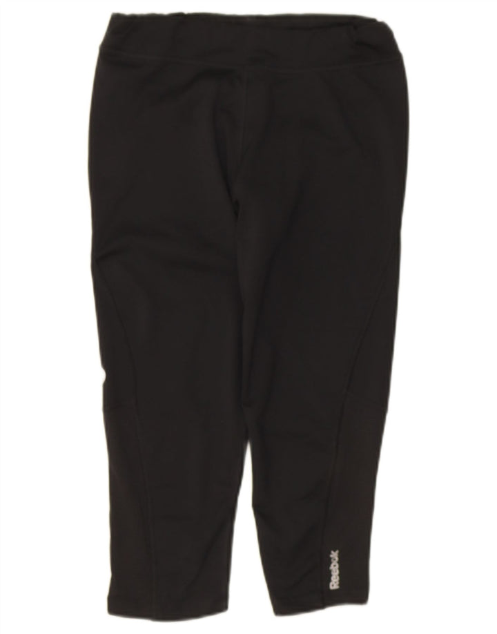 Reebok Dame Capri Leggings UK 8/10 Small Black Polyester