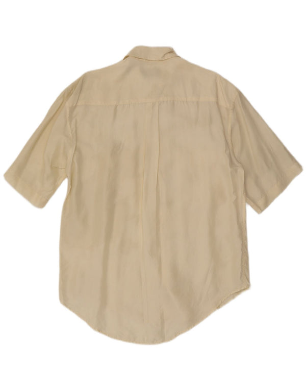 Seventy Camisa masculina manga curta seda branca média
