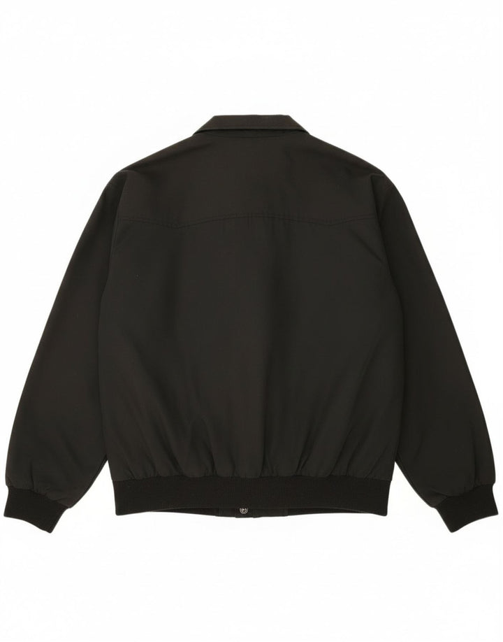 Vintage Mens Bomber Jacket UK 44 2XL Black Polyester