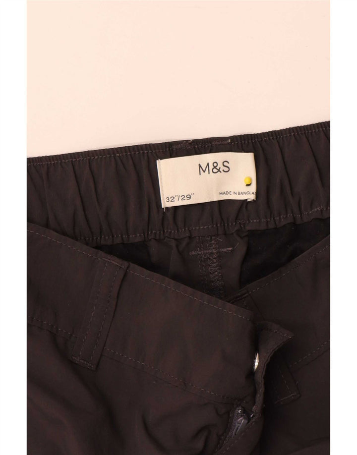 Marks & Spencer Mens Straight Cargo Trousers W32 L29 Grey Polyamide