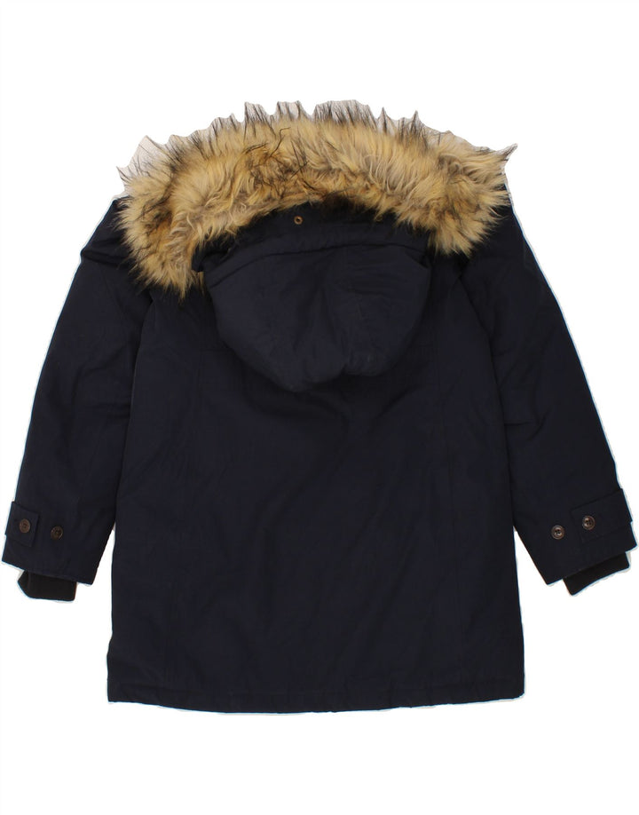 J. CREW Womens Hooded Windbreaker Jacket UK 10 Small Navy Blue Polyester Vintage J. Crew and Second-Hand J. Crew from Messina Hembry 