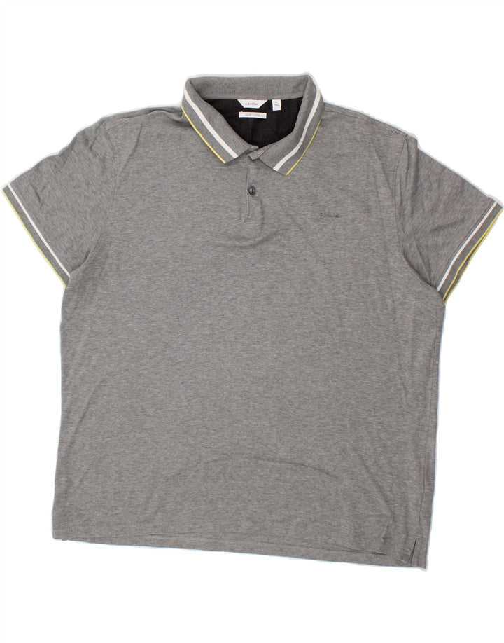 CALVIN KLEIN Mens Polo Shirt XL Grey Cotton Vintage Calvin Klein and Second-Hand Calvin Klein from Messina Hembry 