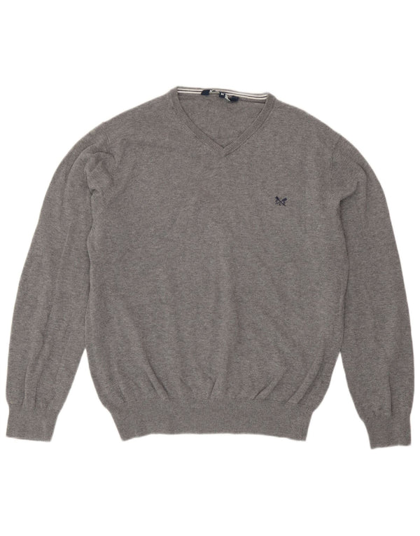 Crew Clothing Γυναικείο πουλόβερ με λαιμόκοψη με V λαιμόκοψη UK 14 μεσαίο βαμβακερό γκρι