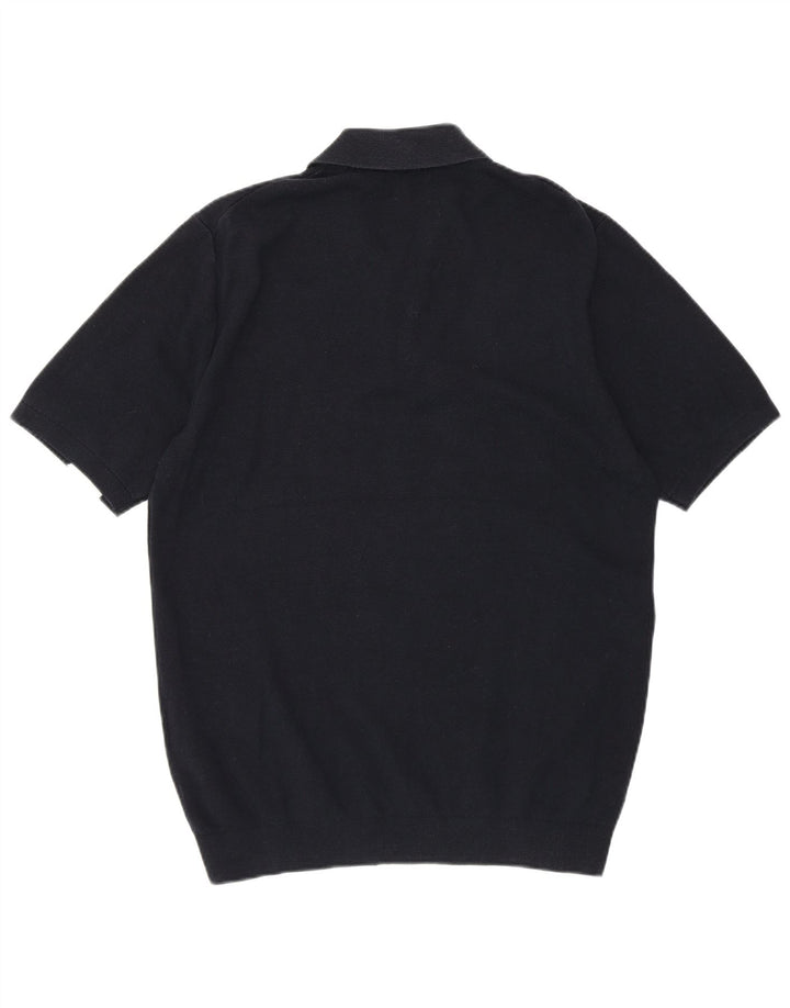 Reiss Mens Polo Shirt Medium Navy Blue Colourblock Cotton