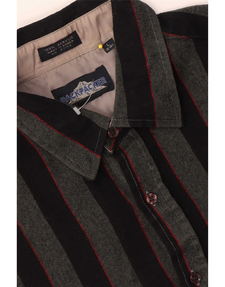 Camisa Sobrecamisa Backpacker Para Hombre Acrílico A Rayas Gris Grande