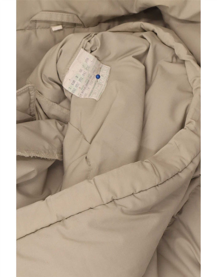 Vintage Mens Hooded Padded Jacket UK 42 XL Beige Polyester