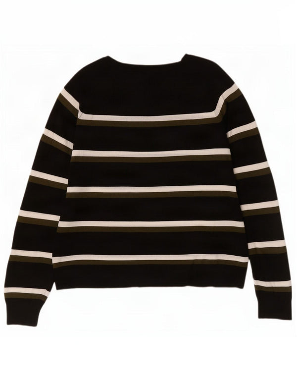 Zara Womens Boat Neck Jumper Sweater UK 14 Medium Black Striped