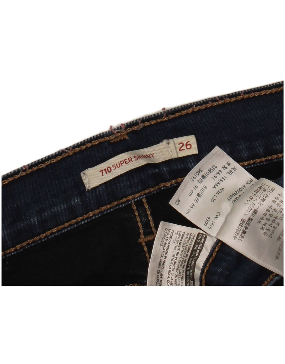 LEVI'S Dame 710 Super Skinny Jeans W26 L30 Marineblå polyester