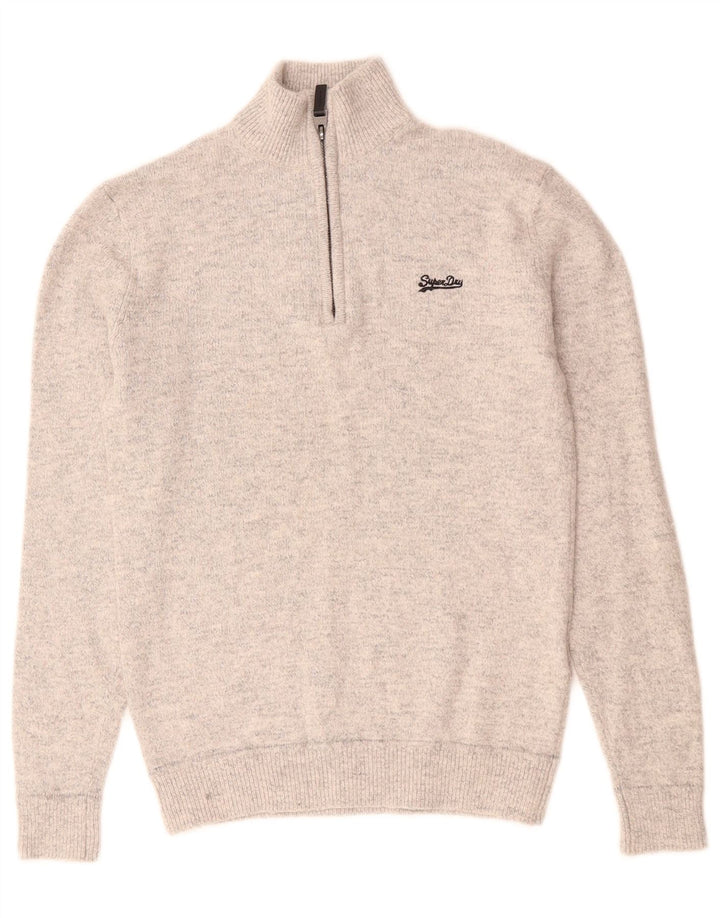 Superdry Sweater med lynlås til mænd, lille grå bomuld