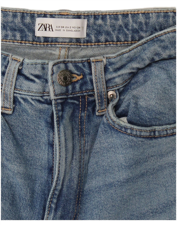 Zara Damen Bootcut Jeans EU 34 2XS W24 L26 Blau