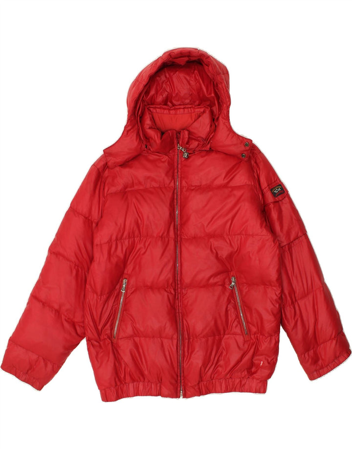 PAUL & SHARK Boys Hooded Padded Jacket 11-12 Years Red Polyester | Vintage Paul & Shark | Thrift | Second-Hand Paul & Shark | Used Clothing | Messina Hembry 